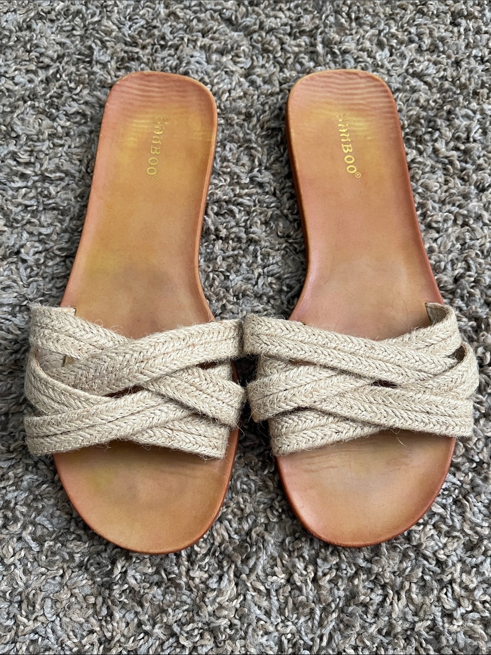 BAMBOO Natural Braided Slide Sandals